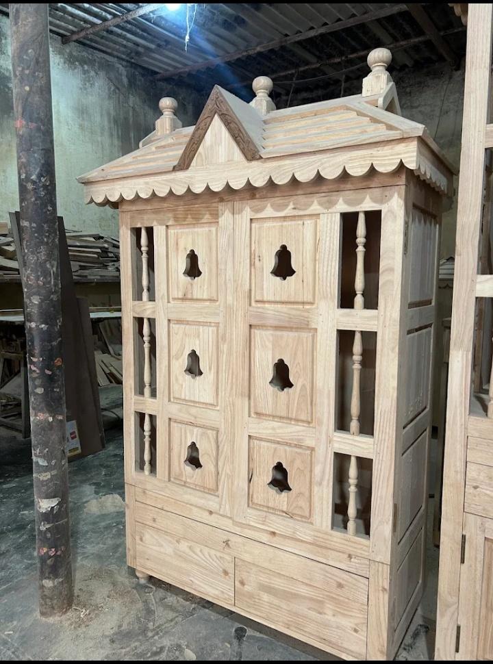 Artisan Workshop Teak Mandir Shrine (Natural Wood)