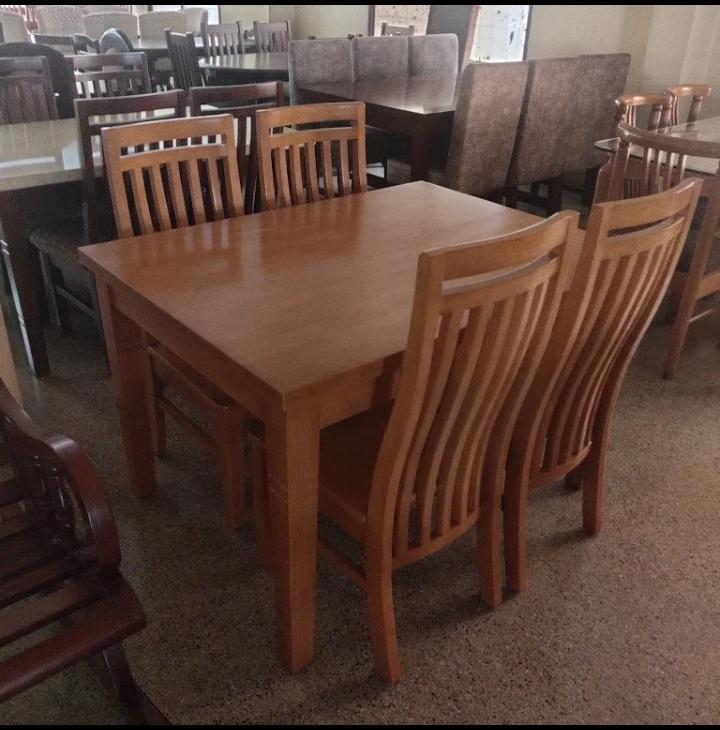 Mysore 4-Seater Solid Wood Dining Suite with Slatted Chairs