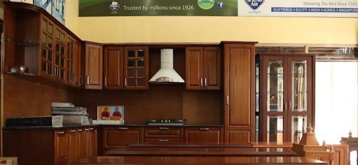 Regal Solid Wood Modular Kitchen & Crockery Wall